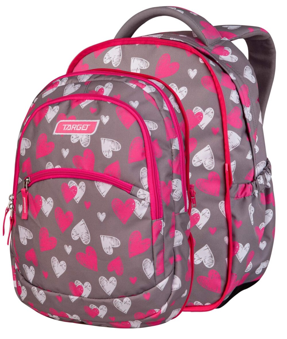 Таргет ранец BACKPACK TARGET 2IN1 CURVED GREY HEARTS